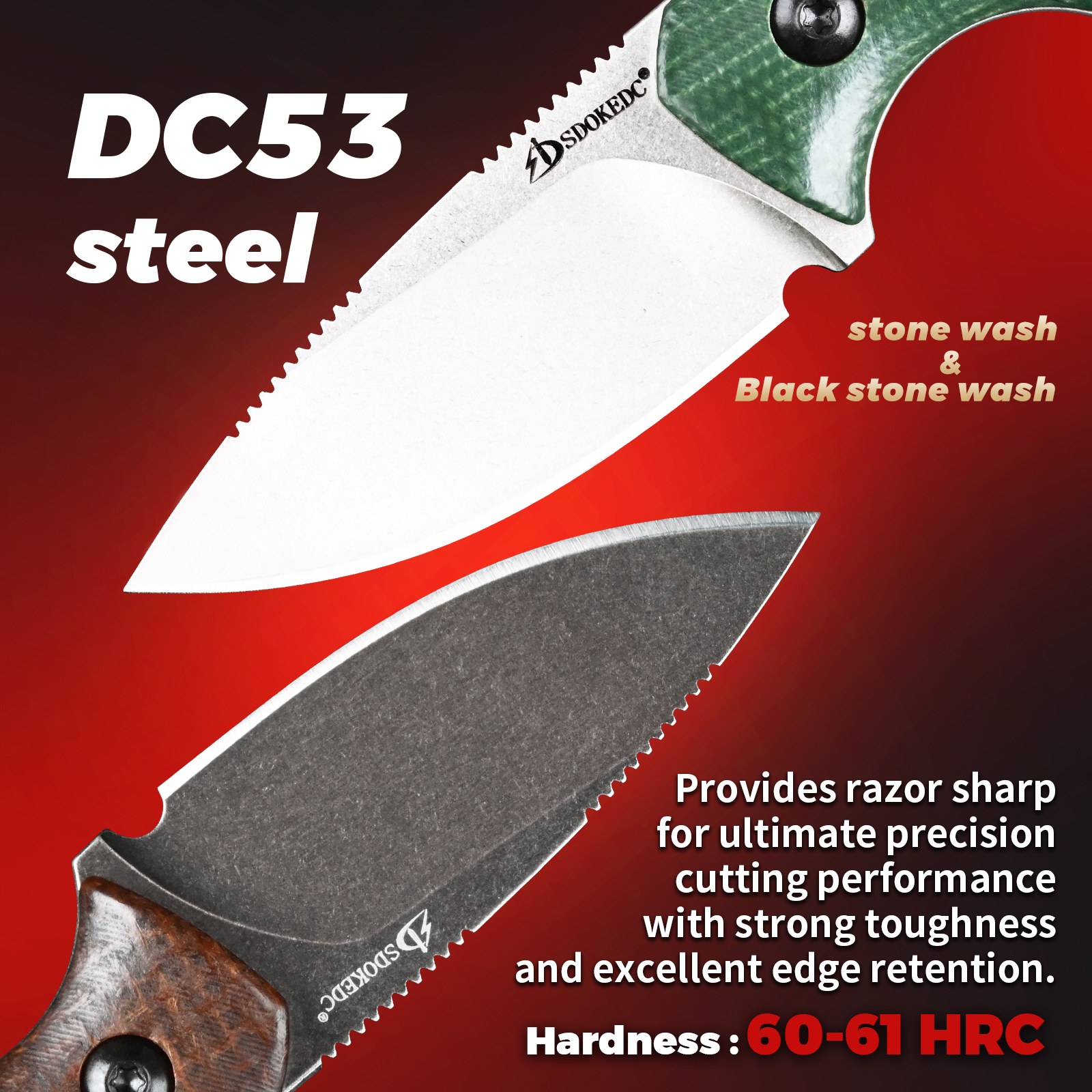 Premium SDOKEDC DC53 Steel EDC - Bushcraft Knife Fixed บทวิจารณ์และราคา