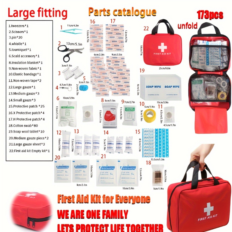 173Pcs First Aid Kit Full Set  - Bivy Bag Emergency บทวิจารณ์และราคา