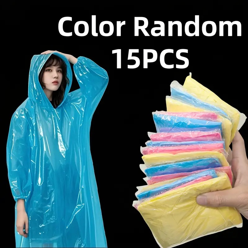 15/30Pcs Random Color Disposab - Emergency Poncho Rain บทวิจารณ์และราคา