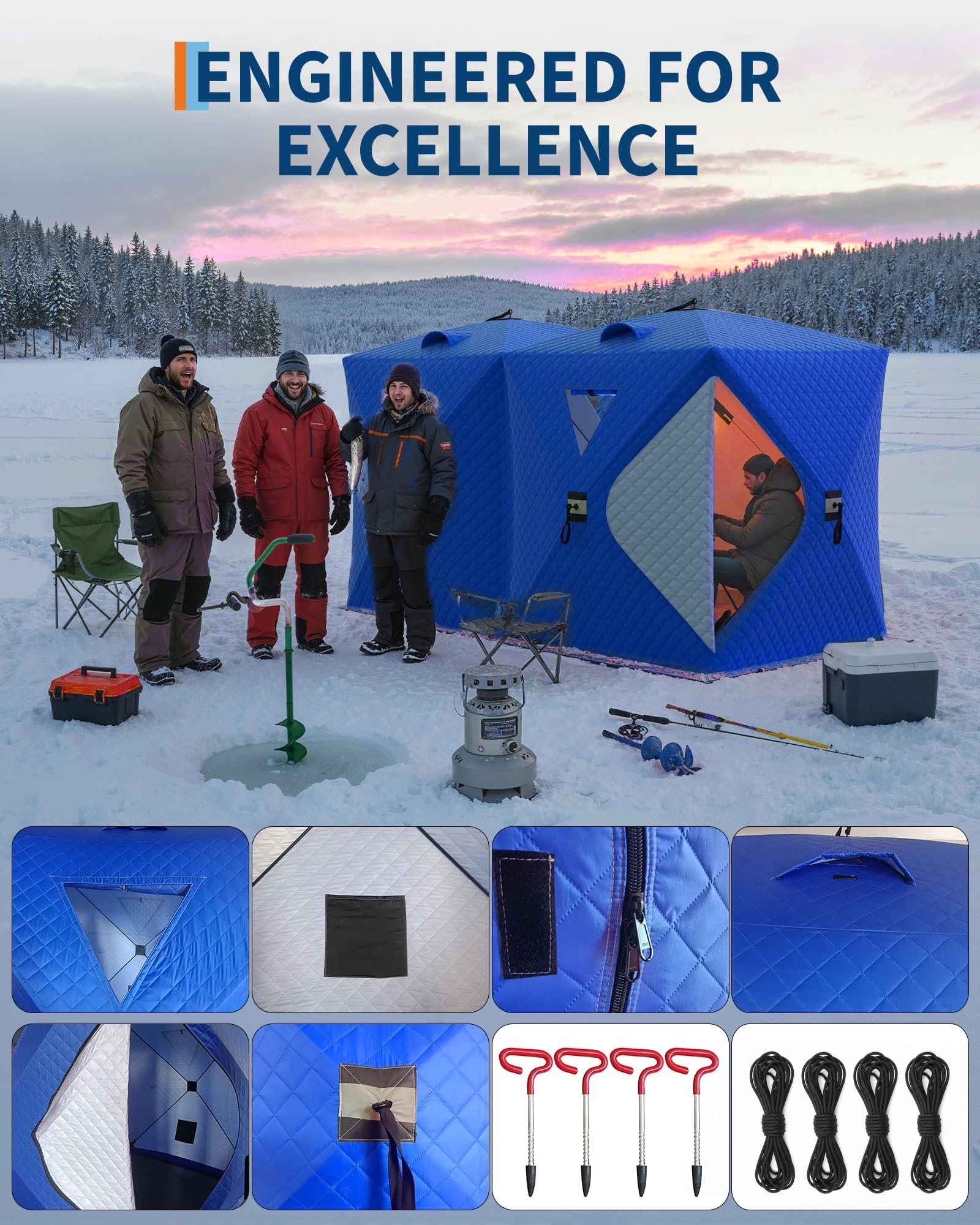 Pop-Up Ice Fishing Tent Hub-St - Emergency Mylar Tent บทวิจารณ์และราคา