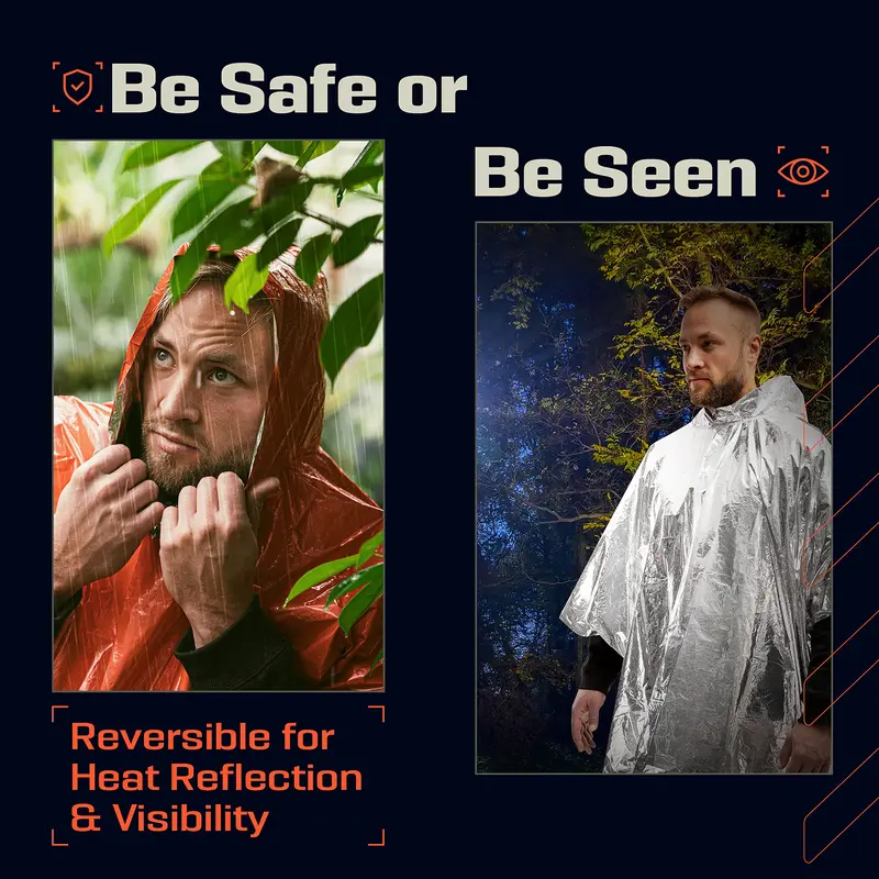 Aluminum Coated Hooded Emergen - Emergency Poncho Rain บทวิจารณ์และราคา